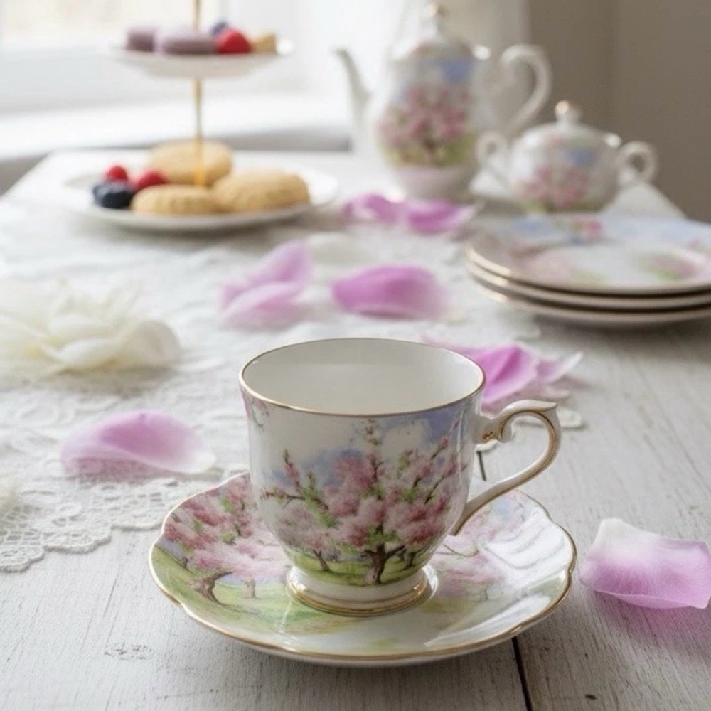 Royal Albert  Blossom Time Teacup Saucer | Pink Floral Orchards | Tea Time